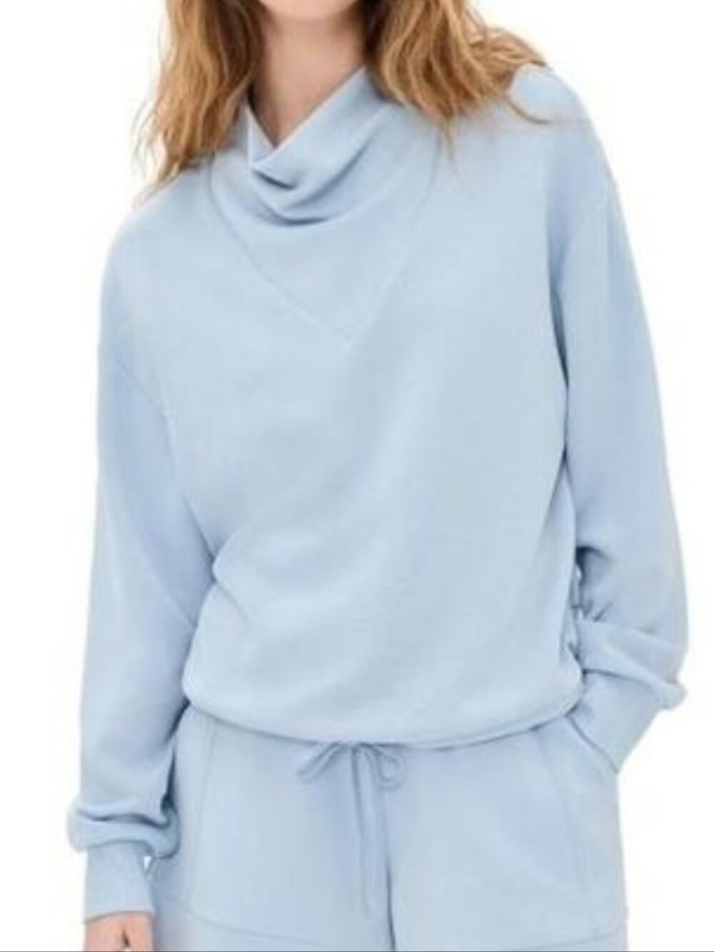 Varley DoubleSoft Betsy Sweatshirt Light Blue Stretch-Jersey Women's Size Large - Picture 13 of 13